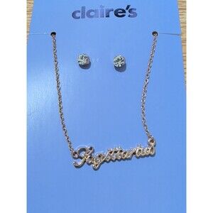 Claires Girls Zodiac Sign Astrological Symbol Necklace Sagittarius Gold Earrings
